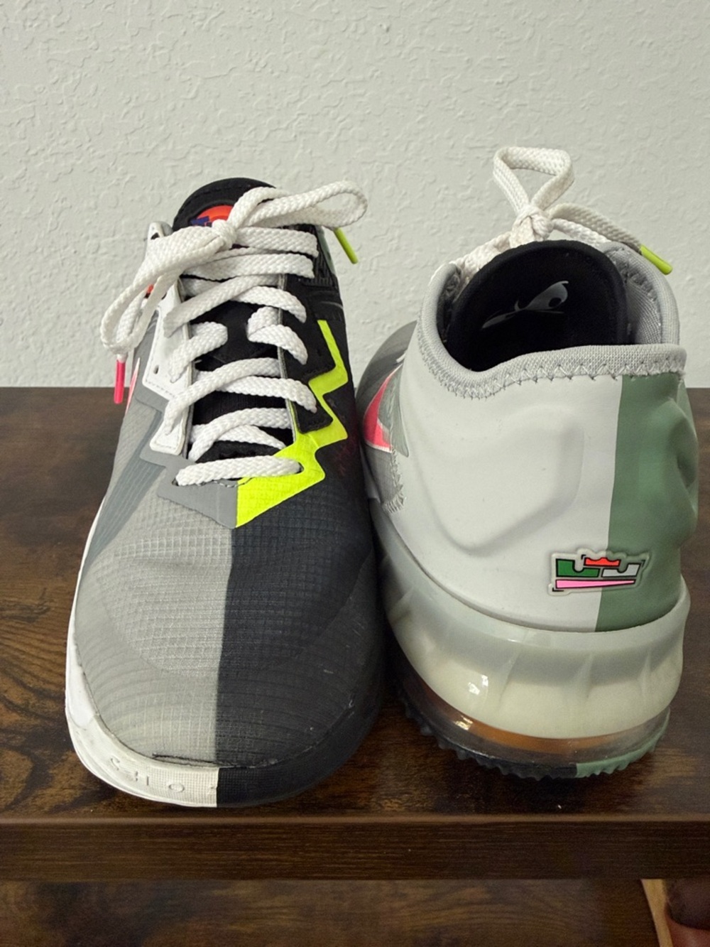 Nike Multicolor LeBron Low-Top Sneakers — Gray, Black, Neon Yellow, Pink, White